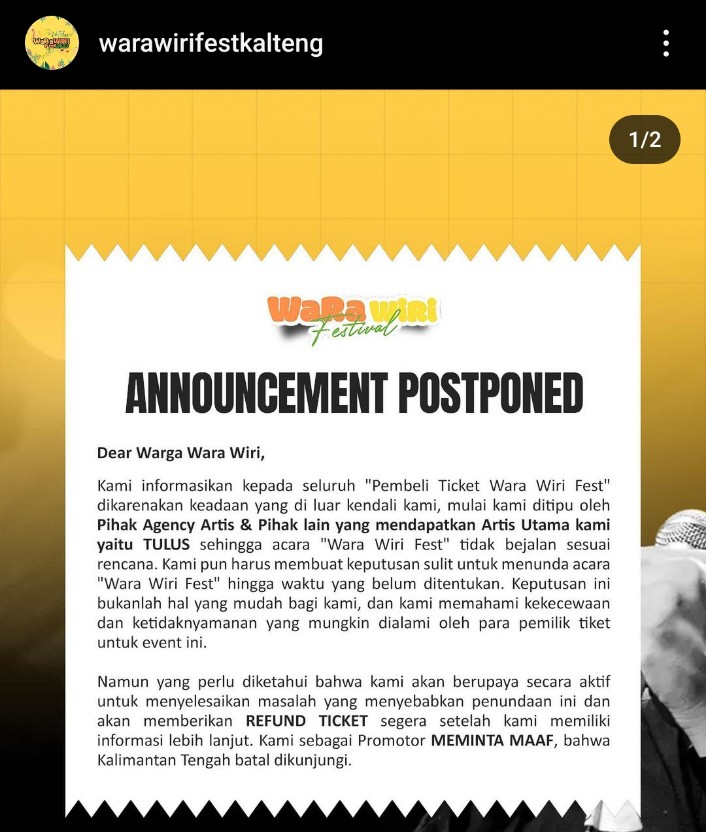 Uang Tiket Musik Warawirifest Belum Dikembalikan