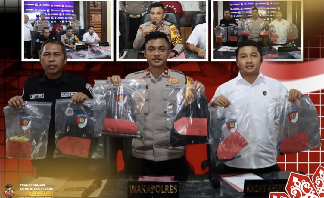 Wakapolres Kotim Kompol Tri Wibowo saat memberikan keterangan pers terkait kasus pembunuhan berencana di Desa Sebabi, Kotawaringin Timur.
