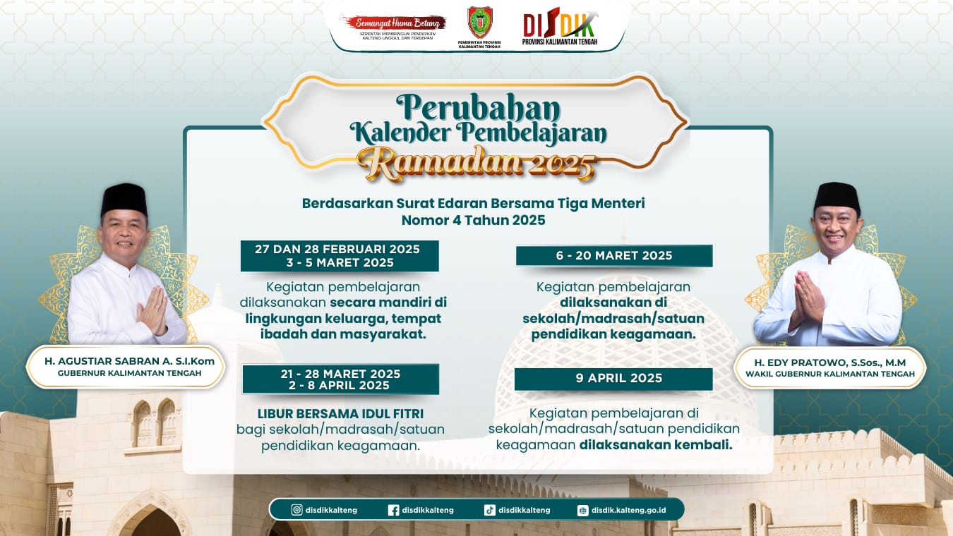 Resmi! Ini Jadwal Libur Ramadan dan Idulfitri 2025 untuk Pelajar di Kalteng