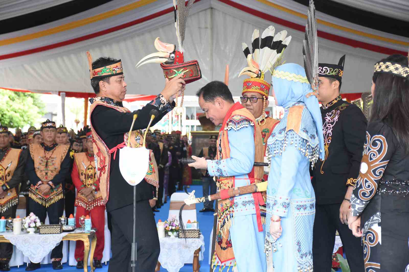 Hari Jadi Kalteng Ke-68, Gubernur Agustiar Terima Gelar Adat Dayak