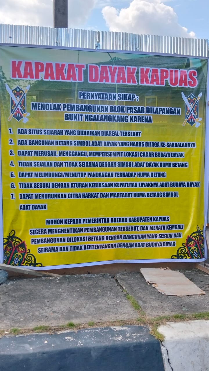 Tokoh Dayak Murka, Pembangunan Pasar di Kapuas Tutupi Huma Betang